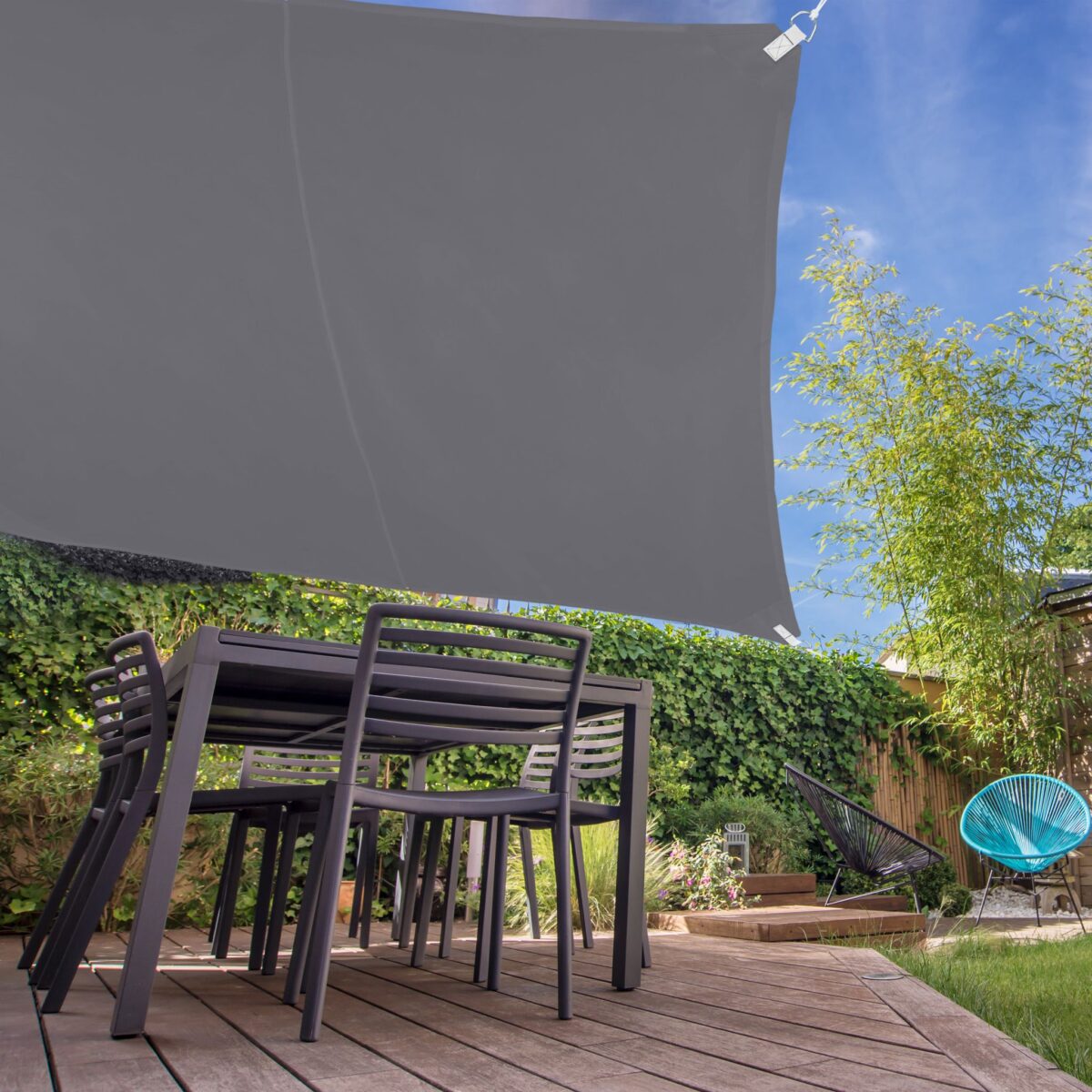 Copertina/prelata patrata, dimensiuni 4X4m, protectie UV 30+, gri, Relaxdays - imagine 4
