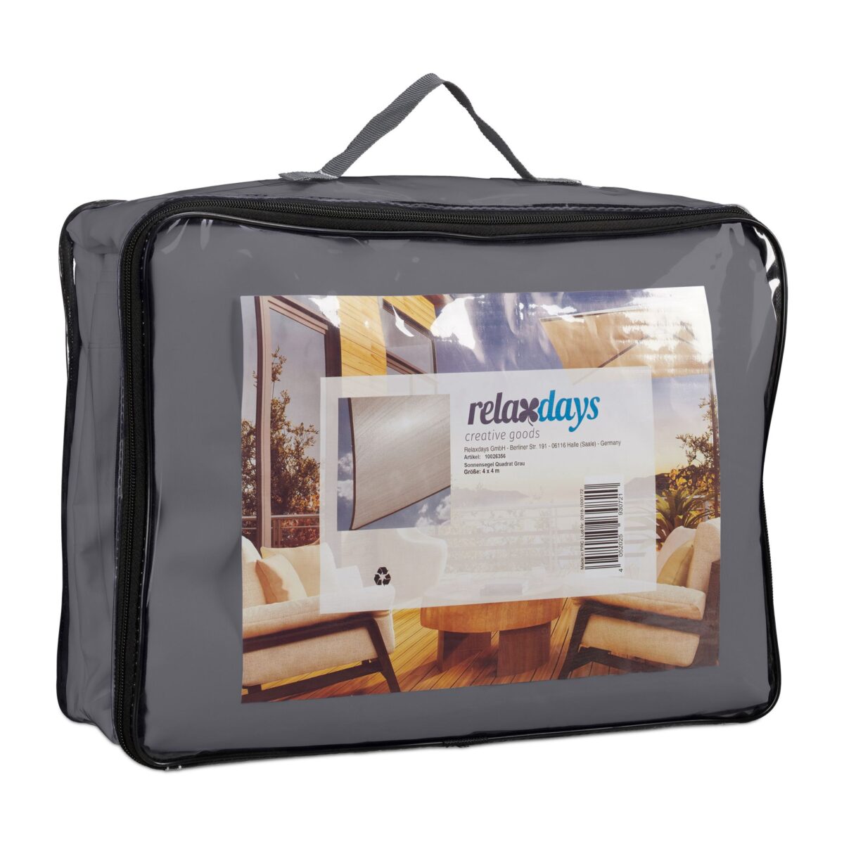 Copertina/prelata patrata, dimensiuni 4X4m, protectie UV 30+, gri, Relaxdays - imagine 10