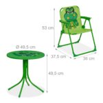 Mobilier exterior pentru copii, masa cu scaune si umbrela, model broasca, verde, Relaxdays - imagine 8