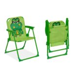 Mobilier exterior pentru copii, masa cu scaune si umbrela, model broasca, verde, Relaxdays - imagine 6