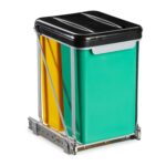 Cos de gunoi incorporabil, reciclare selectiva, 2 x 8 L, capac, plastic/otel, Relaxdays