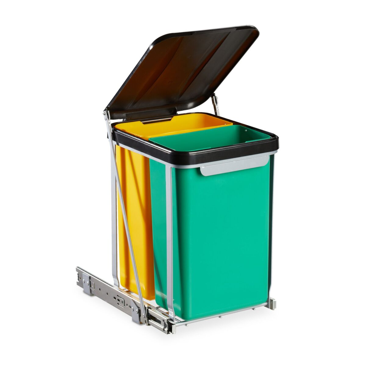 Cos de gunoi incorporabil, reciclare selectiva, 2 x 8 L, capac, plastic/otel, Relaxdays - imagine 7