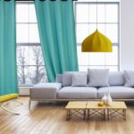 Set 2 draperii Black-out, Relaxdays, turcoaz, poliester, 245 x 135 cm - imagine 3