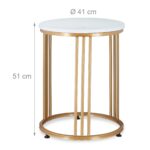 Masuta de cafea, design elegant stil marmura, alb, auriu, 51x41x41cm, Relaxdays - imagine 3