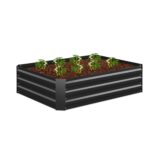 Pat de flori, bordura metalica zincata inaltata, negru, 30 x 120 x 90 cm, Kraftpunkt