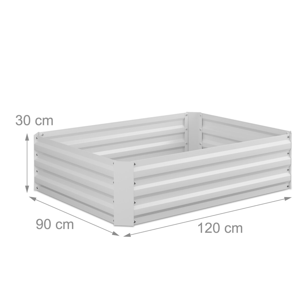 Pat de flori, bordura metalica zincata inaltata, alb, 30 x 120 x 90 cm, Kraftpunkt - imagine 4