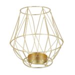 Suport lumanare, fabricat din fier si sticla, auriu, dimensiuni 14 x 14 cm, Relaxdays - imagine 2