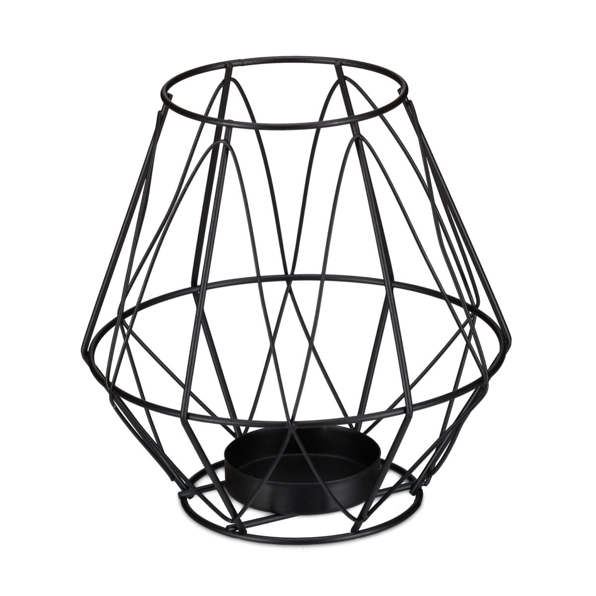 Suport lumanare, fabricat din fier si sticla, negru, dimensiuni 14 x 14 cm, Relaxdays - imagine 2