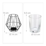 Suport lumanare, fabricat din fier si sticla, negru, dimensiuni 14 x 14 cm, Relaxdays - imagine 5