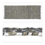 Covor lucrat manual din bumbac si piele, 80 x 200 cm, Relaxdays - imagine 8