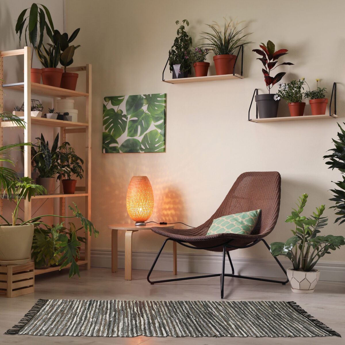 Covor lucrat manual din bumbac si piele, 80 x 200 cm, Relaxdays - imagine 2