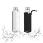 Set de 2 sticle 500 ml, rezistente la caldura si frig, transparent/argintiu/negru