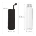 Set de 2 sticle 500 ml, rezistente la caldura si frig, transparent/argintiu/negru - imagine 6