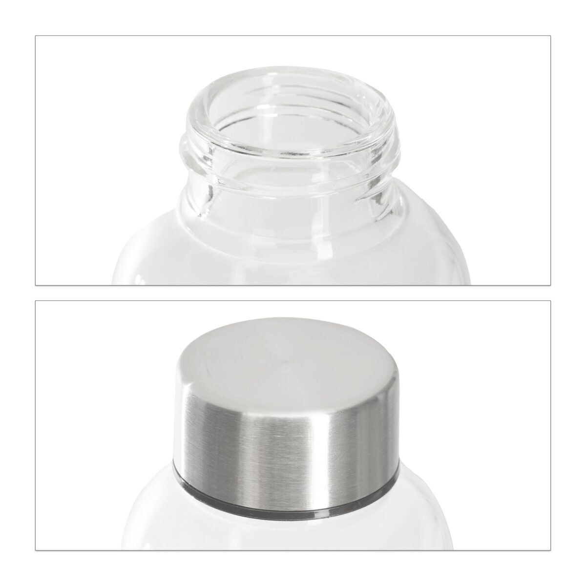 Set de 2 sticle 500 ml, rezistente la caldura si frig, transparent/argintiu/negru - imagine 8