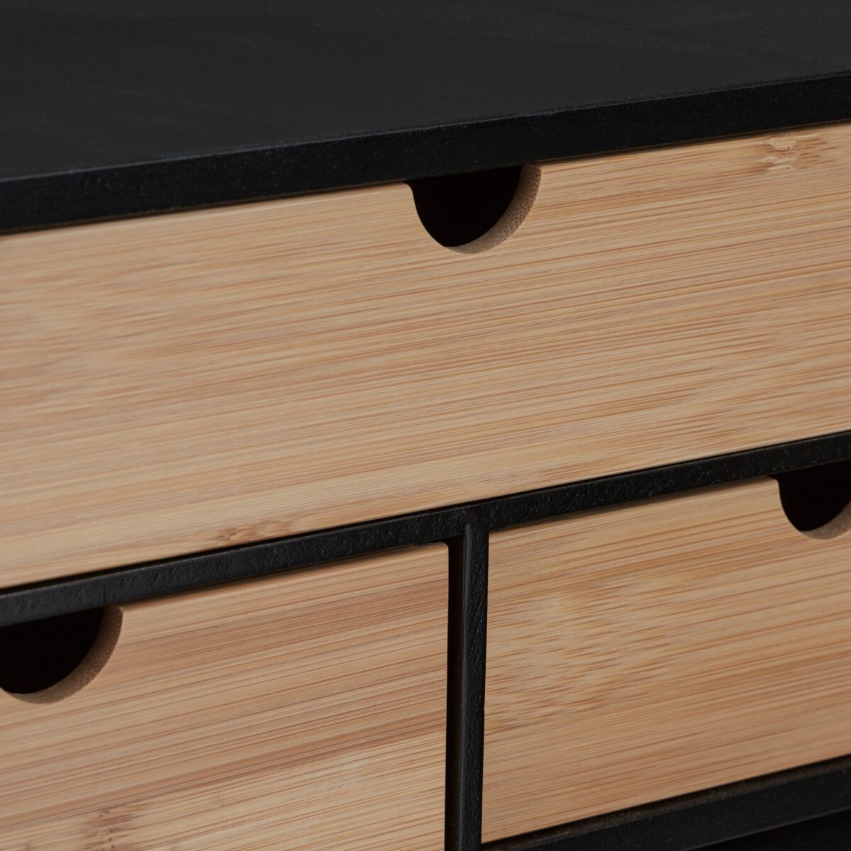 Organizator de birou cu 3 sertare, bambus, MDF, negru, 13,5x33x21cm, Relaxdays - imagine 2
