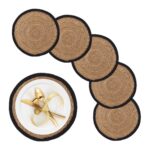 Set 6 suporturi pentru farfurii, design natural, 0,5 x 37 cm, Relaxdays