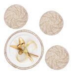 Set 4 suporturi pentru farfurii, fibra palmier, 0,5 x 35 cm, Relaxdays