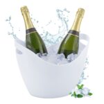 Frapiera pentru sticle si gheata, 8 L, plastic, alb, 25,5 x 35 x 25,5 cm, Relaxdays