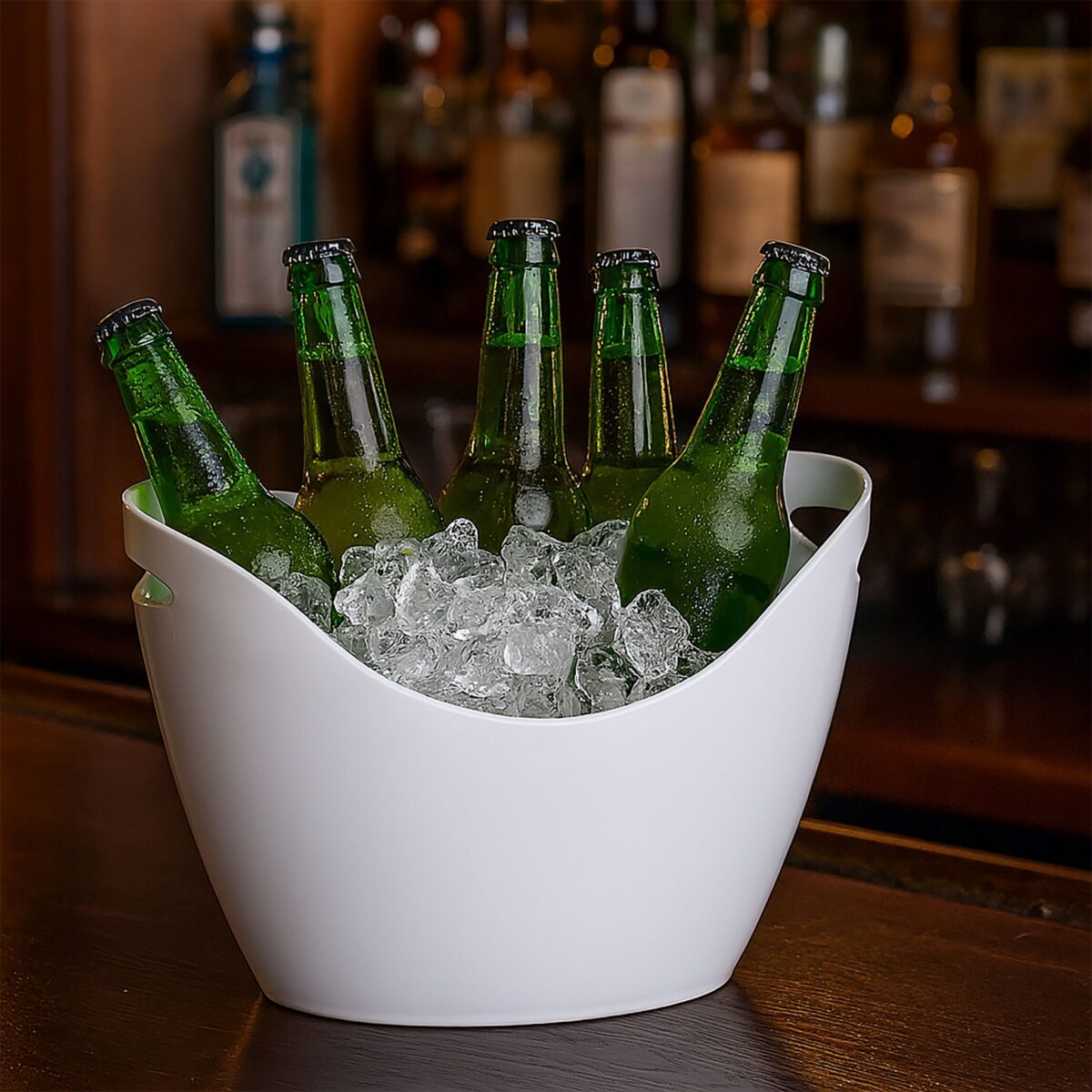 Frapiera pentru sticle si gheata, 8 L, plastic, alb, 25,5 x 35 x 25,5 cm, Relaxdays - imagine 2