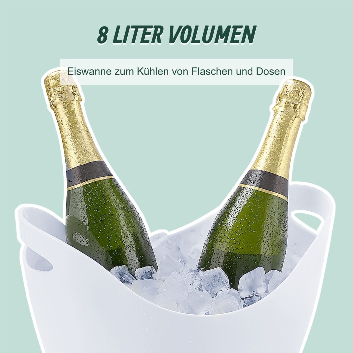 Frapiera pentru sticle si gheata, 8 L, plastic, alb, 25,5 x 35 x 25,5 cm, Relaxdays - imagine 6