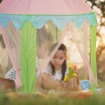 Cort de joaca pentru copii, castel cu 4 intrari, 135 x 102 cm, Relaxdays - imagine 6
