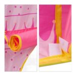 Cort de joaca pentru copii, castel, husa transport, roz, 135 x 100 cm, Relaxdays - imagine 6