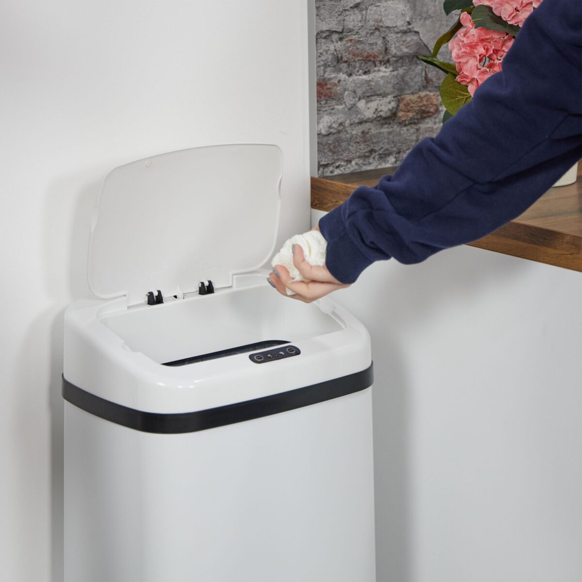 Cos de gunoi cu senzor, 40 L, otel inoxidabil, alb, Relaxdays - imagine 7