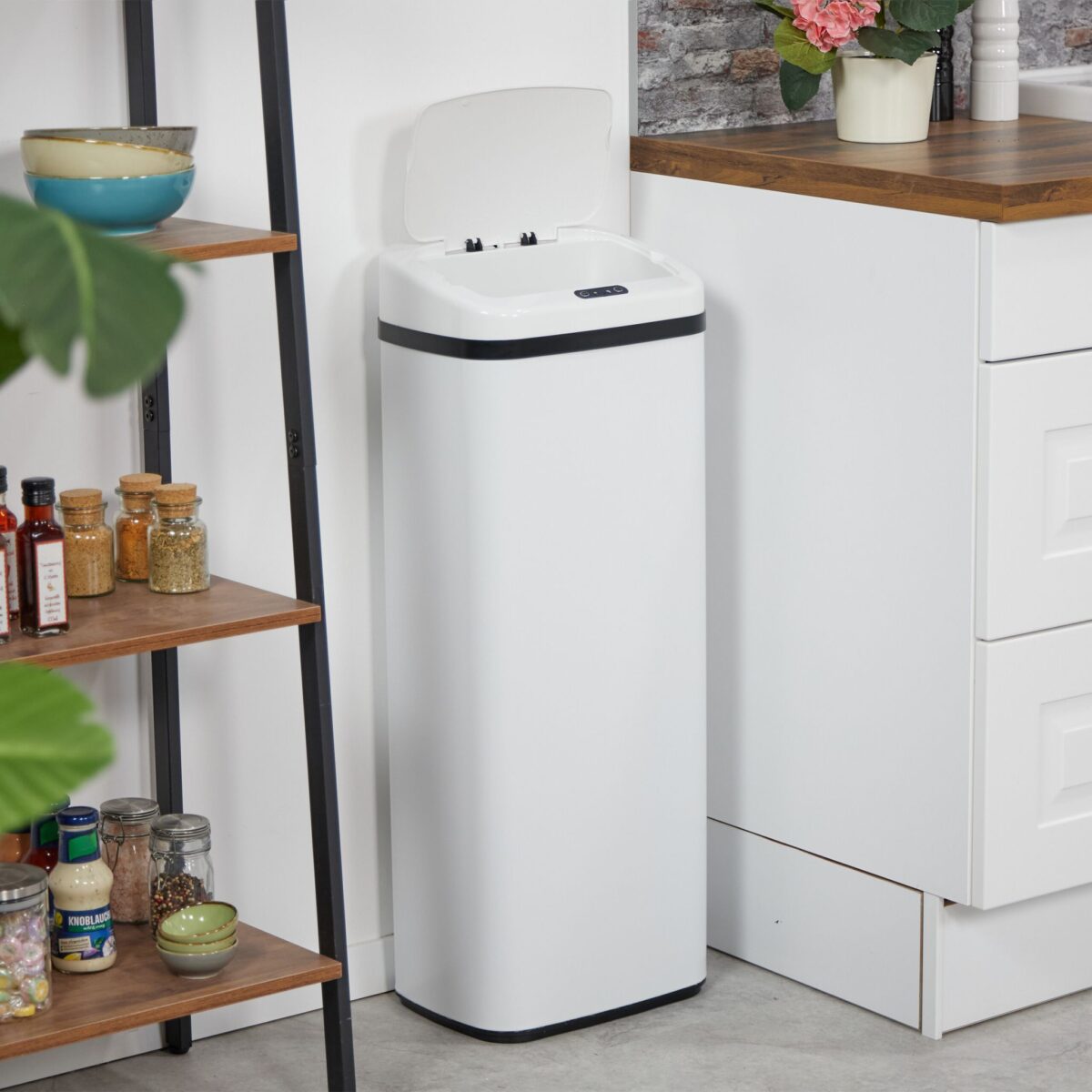 Cos de gunoi cu senzor, 40 L, otel inoxidabil, alb, Relaxdays - imagine 6