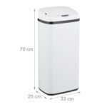 Cos de gunoi cu senzor, 40 L, otel inoxidabil, alb, Relaxdays - imagine 2