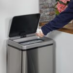 Cos de gunoi cu senzor, otel inoxidabil, cu picioare, 40 L, argintiu, Relaxdays - imagine 9