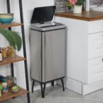 Cos de gunoi cu senzor, otel inoxidabil, cu picioare, 40 L, argintiu, Relaxdays - imagine 8