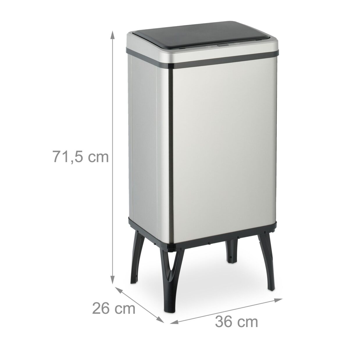 Cos de gunoi cu senzor, otel inoxidabil, cu picioare, 40 L, argintiu, Relaxdays - imagine 7