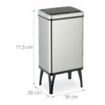 Cos de gunoi cu senzor, otel inoxidabil, cu picioare, 40 L, argintiu, Relaxdays - imagine 7
