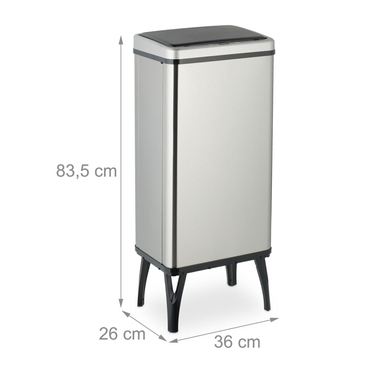 Cos de gunoi cu senzor, otel inoxidabil, cu picioare, 50 L, argintiu, Relaxdays - imagine 9