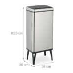 Cos de gunoi cu senzor, otel inoxidabil, cu picioare, 50 L, argintiu, Relaxdays - imagine 9