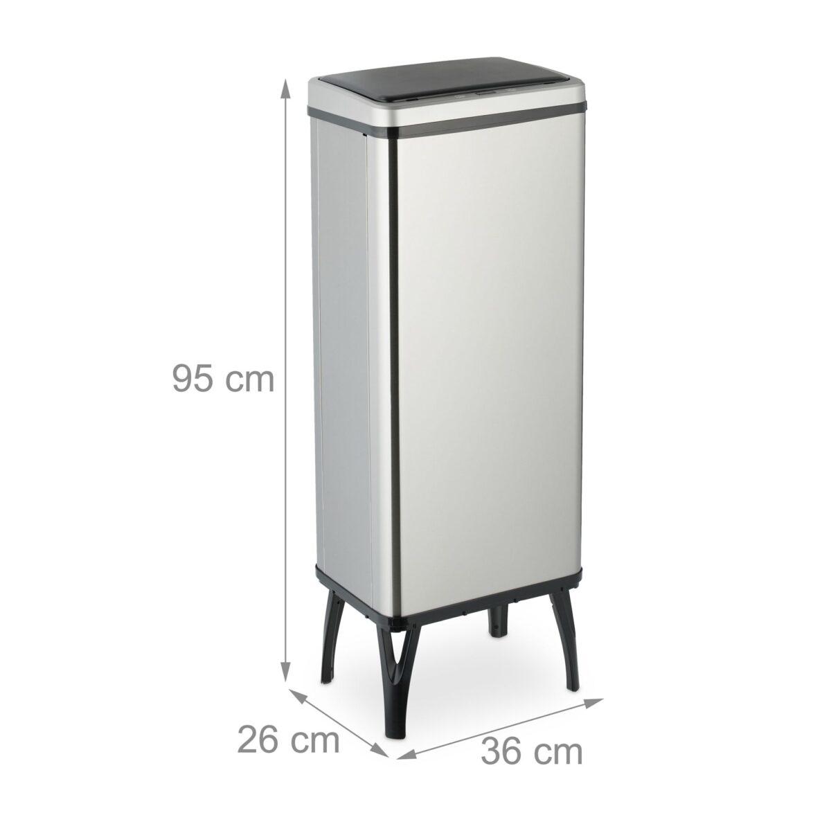 Cos de gunoi cu senzor, otel inoxidabil, cu picioare, 60 L, argintiu, Relaxdays - imagine 5