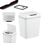 Cos de gunoi cu senzor pentru baie, 9L, alb, plastic, Relaxdays