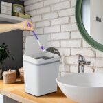 Cos de gunoi cu senzor pentru baie, 9L, alb, plastic, Relaxdays - imagine 8