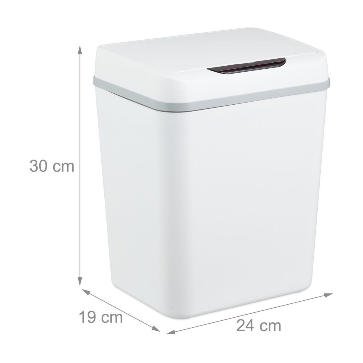 Cos de gunoi cu senzor pentru baie, 9L, alb, plastic, Relaxdays - imagine 6