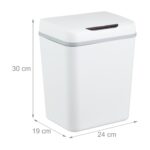 Cos de gunoi cu senzor pentru baie, 9L, alb, plastic, Relaxdays - imagine 6