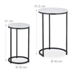 Masute de cafea, blat rotund MDF stil marmura, cadru negru, design elegant, Relaxdays - imagine 7