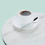 Masute de cafea, blat rotund MDF stil marmura, cadru negru, design elegant, Relaxdays - imagine 6