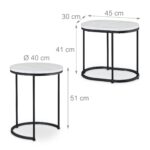 Masute de cafea, blat MDF stil marmura, cadru negru, design elegant, Relaxdays - imagine 3