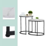 Masute de cafea, blat MDF stil marmura, cadru negru, design elegant, Relaxdays - imagine 4