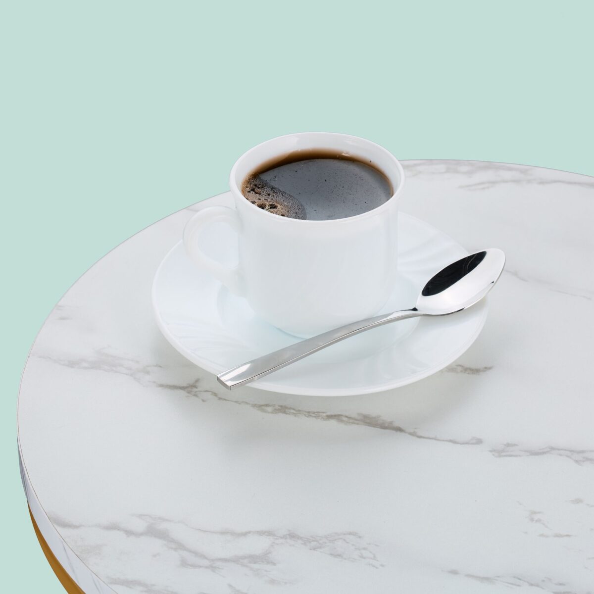 Masute de cafea, blat MDF stil marmura, cadru auriu, design elegant, Relaxdays - imagine 6