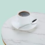 Masute de cafea, blat MDF stil marmura, cadru auriu, design elegant, Relaxdays - imagine 6