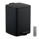 Cos de gunoi cu pedala, 20 L, metal, 40 x 28 x 34 cm, negru, Relaxdays