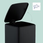 Cos de gunoi cu pedala, 20 L, metal, 40 x 28 x 34 cm, negru, Relaxdays - imagine 7