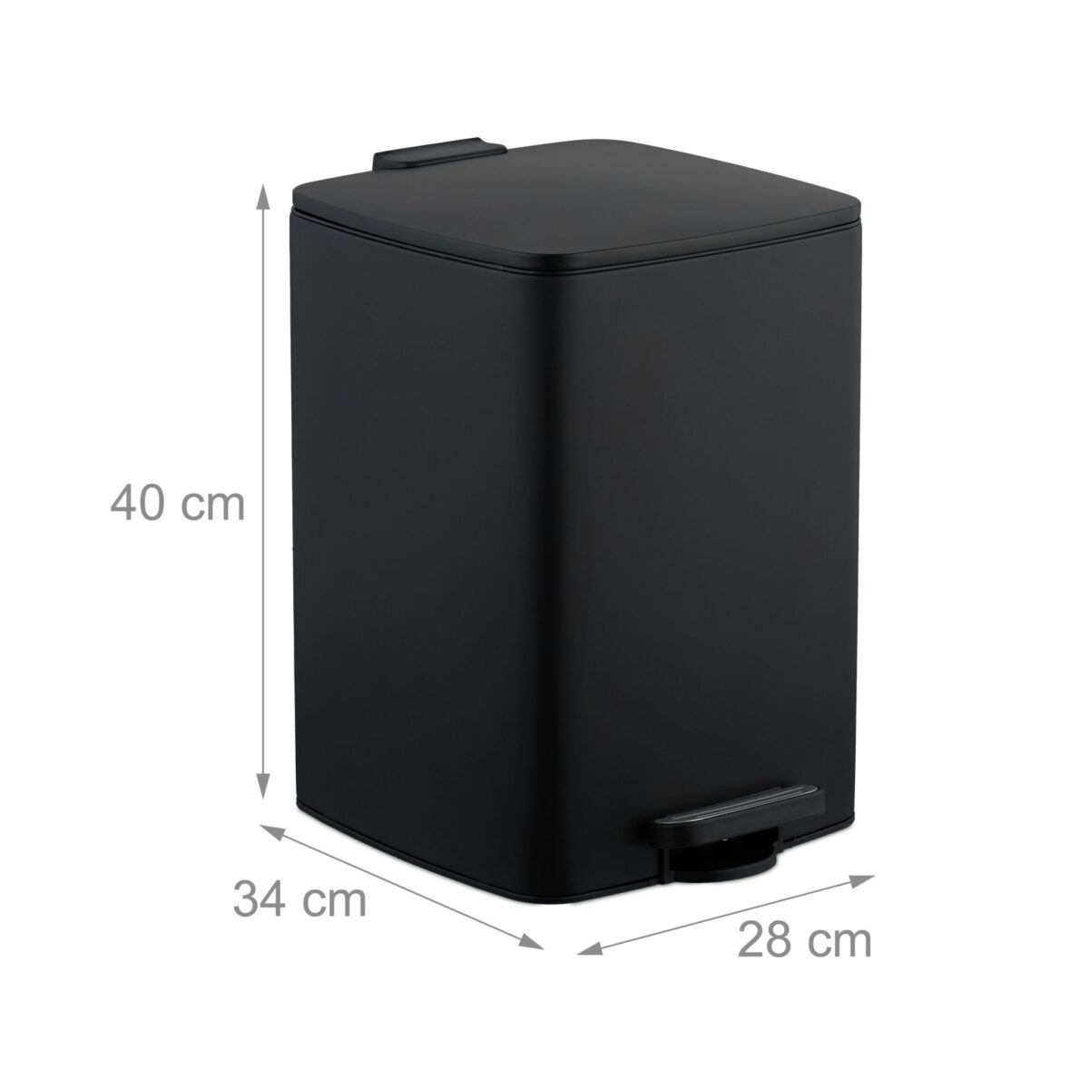 Cos de gunoi cu pedala, 20 L, metal, 40 x 28 x 34 cm, negru, Relaxdays - imagine 5