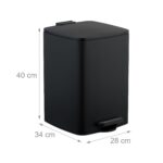 Cos de gunoi cu pedala, 20 L, metal, 40 x 28 x 34 cm, negru, Relaxdays - imagine 5
